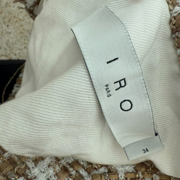 IRO tweed tan white cropped blazer size 34 - Picture 5 of 6